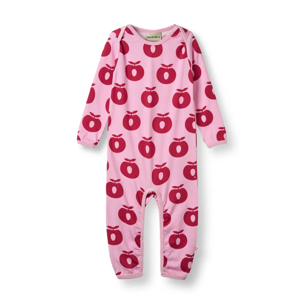 Ulm Long-Sleeved Baby Suit with Apples Pink lilac