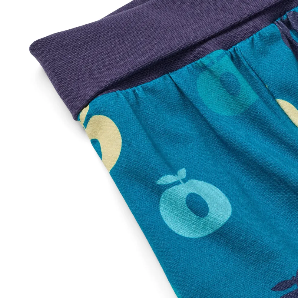 Ulm Pants For Baby with Apples Solid blue