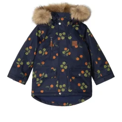Val Thorens Mönstrad Parkas Med Hjortron Marinblå