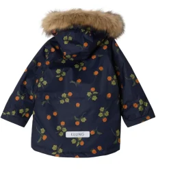 Val Thorens Mönstrad Parkas Med Hjortron Marinblå