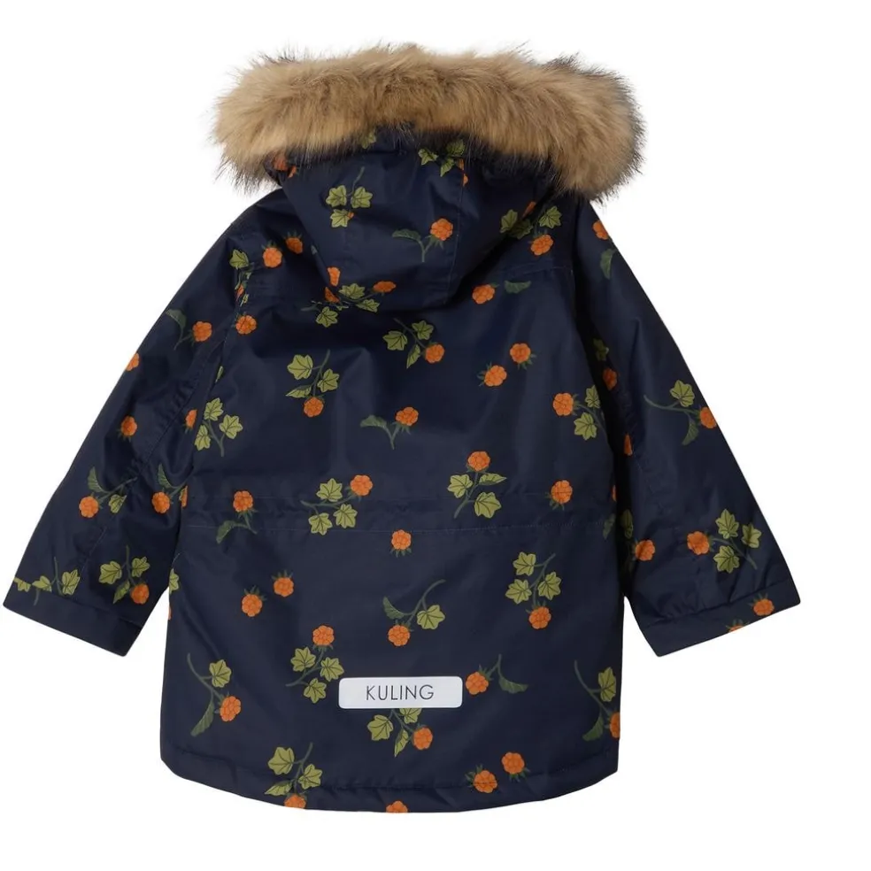 Val Thorens Mönstrad Parkas Med Hjortron Marinblå