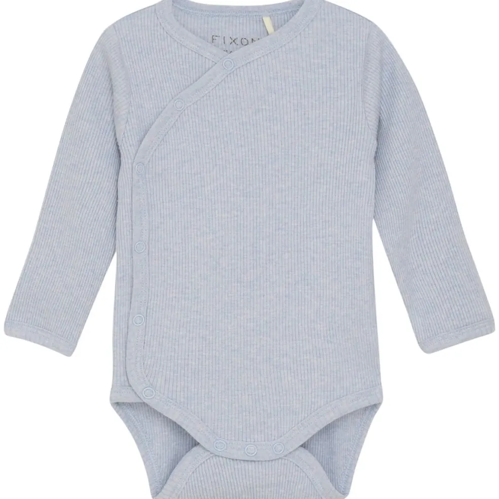 Wrap Body LS Mélange Rib Zen Blue Zen Blue Wrap Baby Body