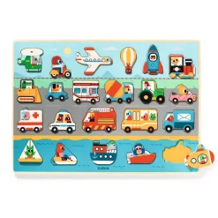 Wroom Pussel 22 Bitar - Transport Multi